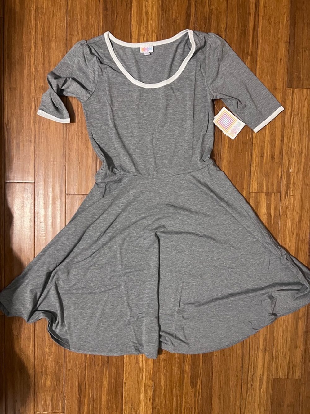 LuLaRoe Nicole Gray Top with White Neck Trim